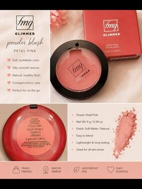 NEW | FMG Glimmer Powder Blush – Petal Pink 🌸